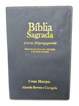 Bíblia Hiper Gigante Com Harpa 774 Lateral Dourada Palavras de Jesus em Vermelho e Deus em Azul