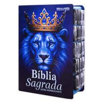 Bíblia Hipergigante ARC - Com Índice Abas Adesivas - Leão Azul Real Bíblia Hipergigante ARC - Com Índice Abas Adesivas - Leão Azul Real