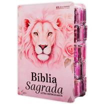 Bíblia Hipergigante ARC - Com Índice Abas Adesivas - Leão Flores Rosé Bíblia Hipergigante ARC - Com Índice Abas Adesivas - Leão Flores Rosé