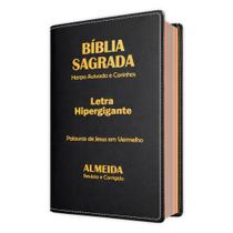 Bíblia Hipergigante - Luxo Preta ARC - João Ferreira de Almeida - Harpas - Com Indice por Cor - REI DAS BIBLIAS