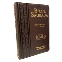 Bíblia Jumbo Letra Extra Gigante com Harpa - Palavras de Jesus em Vermelho - Cor: Marrom Luxo - CPP Editora