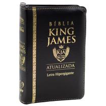 Bíblia King James Atualizada Bkja Zíper Letra Hipergigante Capa Pu Preta
