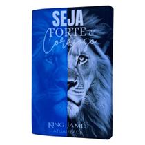 Bíblia King James Leão azul seja forte e corajoso com indice