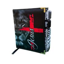 Bíblia Leão Jesus Pequeno Com abas Personalizadas Arc e Harpa Cristã Full Color Capa Dura Bíblia Leão Jesus Pequeno Com abas Personalizadas Arc e Harpa Cristã Full Color Capa Dura