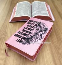 Biblia Leão rosa frase Letras Grandes Evangélica Com Harpa E Corinhos Indice digital