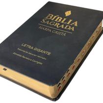 Bíblia letra gigante almeida rc harpa cristã cpad preta com índice palavras de jesus em vermelho pjv