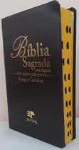 Bíblia letra gigante com harpa - capa luxo marrom lisa