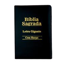 Bíblia Letra Gigante Zíper com Harpa 14x21cm - Preta - REI DAS BIBLIAS