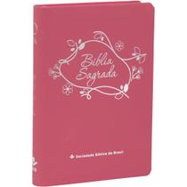 Bíblia Letra Grande Linha Ouro Luxo Rosa Claro