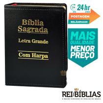 Bíblia Letra Grande - Luxo - Preta - C/ Harpa - 11x18cm