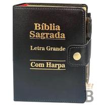 Bíblia Letra Grande Sagrada Com Caneta Tecido Harpa Floral - Rei Das Bíblias