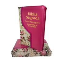 BÍBLIA LETRA HIPER GIGANTE HARPA ZÍPER índice Lateral Evangelica Cristã Feminina