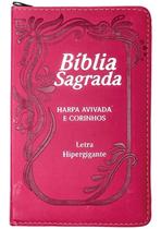 Bíblia Letra Hipergigante Capa Pu Zíper Com Índice Pink