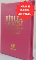 Bíblia letra hipergigante com harpa - capa com ziper pink lisa
