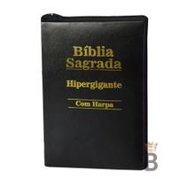 Biblia Letra Hipergigante - Zíper - Preta - C/ Harpa