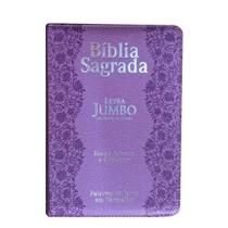Bíblia Letra Jumbo ARC Harpa Avivada e Corinhos Zíper Mod. 03 - Flores Lilás - CPP