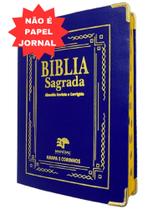 Bíblia letra jumbo com harpa - capa luxo azul royal