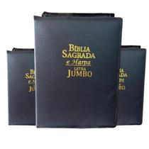 Biblia Letra Jumbo com harpa, com indice e capa preta com ziper