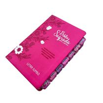 Bíblia Letra Jumbo Pink Floral Personalizada Com Abas Arc Full Color