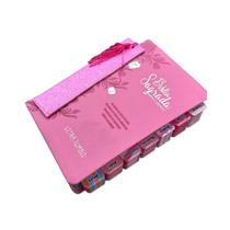 Bíblia Letra Jumbo Rosa Floral Personalizada Com Abas Arc Full Color Cpp