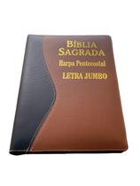 Bíblia Letra Jumbo Zíper com Harpa Pentecostal e Índice