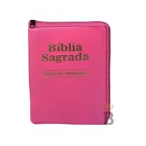 Bíblia Letra Pequena Zíper Pink - REI DAS BIBLIAS