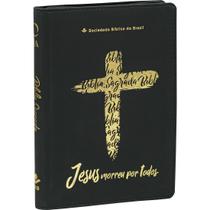 Bíblia Linha Ouro - Jesus, Letra Grande, Capa Preta, Índice Impresso, Beira Pintada e Zíper: Almeida