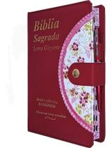 Bíblia Lt Grande Botão CAPA Pink E Harpa Evangelica