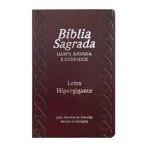Biblia lt hipergigante pu luxo c/ indice c/ harpa borda prateada bordo