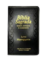 Bíblia lt hipergigante pu luxo com índice com harpa - mod 05 preta