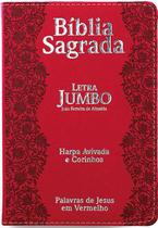 Bíblia Lt Jumbo Arc Harpa Capa Pu Luxo - Flores Vermelha