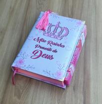 Bíblia Mãe Presente de Deus Rosa capa dura com abas adesivas já coladas + marca página glitter rosa
