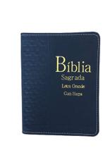 Biblia Média com Harpa Letra Grande Índice Capa Luxo Azul