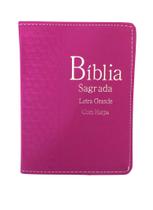 Biblia Média com Harpa Letra Grande Índice Capa Luxo Pink