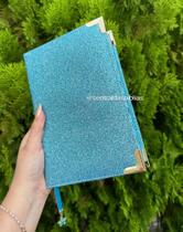 Bíblia NAA Glitter azul capa dura acolchoada com cantoneiras - SBB