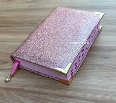 Bíblia NAA Glitter nude capa dura acolchoada com cantoneiras - SBB
