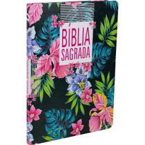 Bíblia NAA - LG - Flor Azul - Preta 7713909