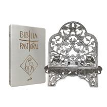 Bíblia Nova Pastoral Colorida Capa Dura Luxo e Suporte Decorativo apoio Bíblia e Livros Kit Católico Catequese oração