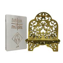 Bíblia Nova Pastoral Colorida Capa Dura Luxo e Suporte Decorativo apoio Bíblia e Livros Kit Católico Catequese oração