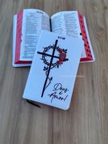 Bíblia NVI branca Cruz Deus é amor com índice é letras grandes