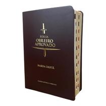 Bíblia obreiro aprovado media índice lateral luxo harpa cristã preta almeida revista corrigida cor:marrom