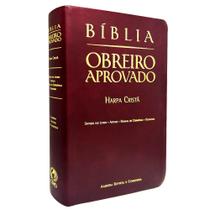 Bíblia Obreiro Aprovado Média Luxo Harpa Cristã Vinho