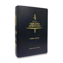 Bíblia Obreiro Aprovado Média - Luxo Preta C/Harpa - João Ferreira De Almeida Editora CPAD - Capa Mole - Português