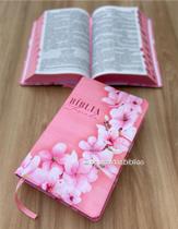 Biblia orquídeas rosa ARC Letras Grandes Evangélica Com Harpa E Corinhos Indice