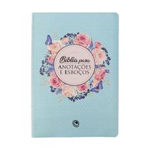 Bíblia Para Anotações e Esboços - ARC - Capa Flexível Azul Floral