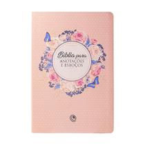 Bíblia Para Anotações e Esboços - ARC - Capa Flexível Rosa Floral