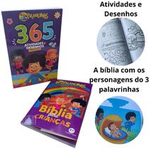 Bíblia para Crianças e Livro devocional 365 Atividades e Desenhos - 3 Palavrinhas capa brochura - Ciranda Cultural - Bíblia, Histórias bíblicas, Ensino, Bíblia in