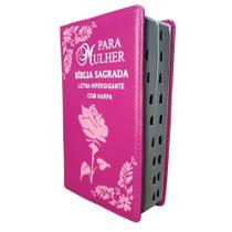 Bíblia para Mulher Com Letras Hiper Gigantes Com Harpa e Corinhos - Pink