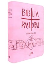 Bíblia pastoral letra grande zíper - rosa - católica - Paulus