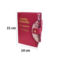 Bíblia pentecostal Letra hiper gigante Índice - Botao + Harpa pink